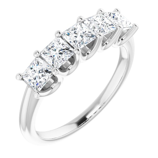 1.45 ct. Princess Cut Diamond Wedding Band 5 Stone Anniversary Ring-VIRABYANI